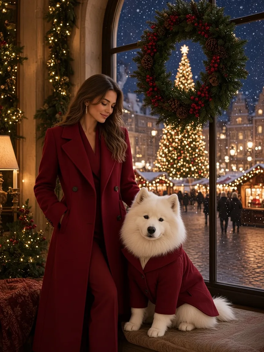 Plaza Tree Window Samoyed