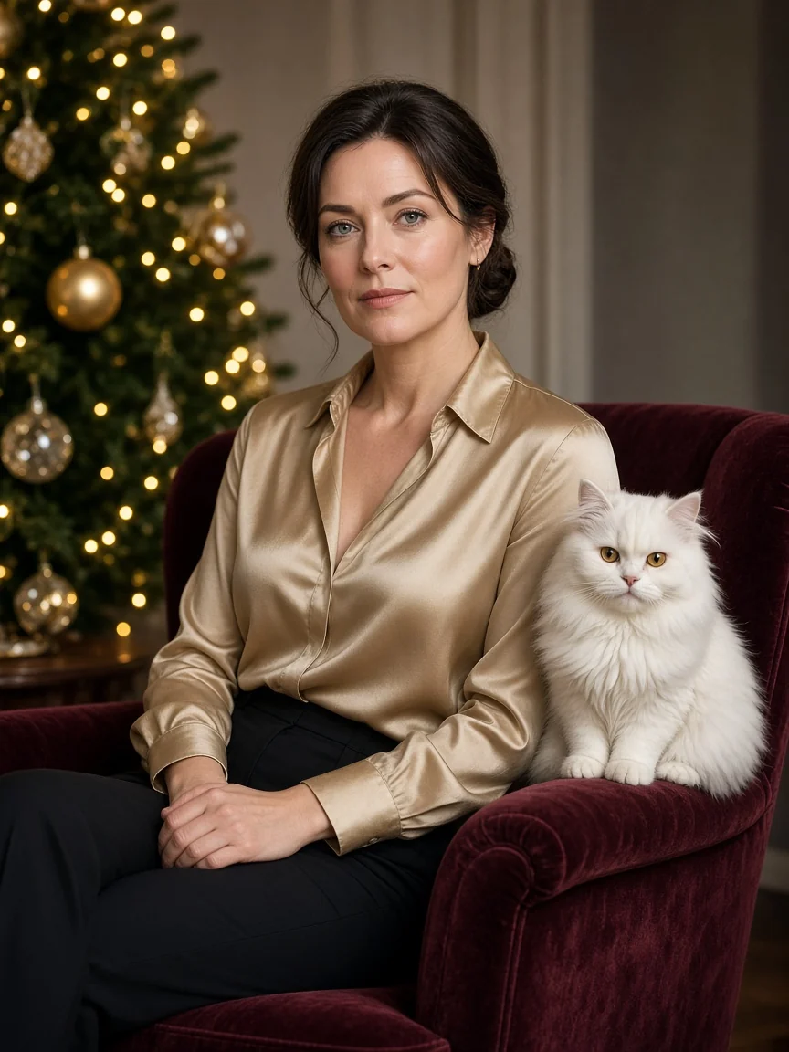 Velvet Chair White Persian