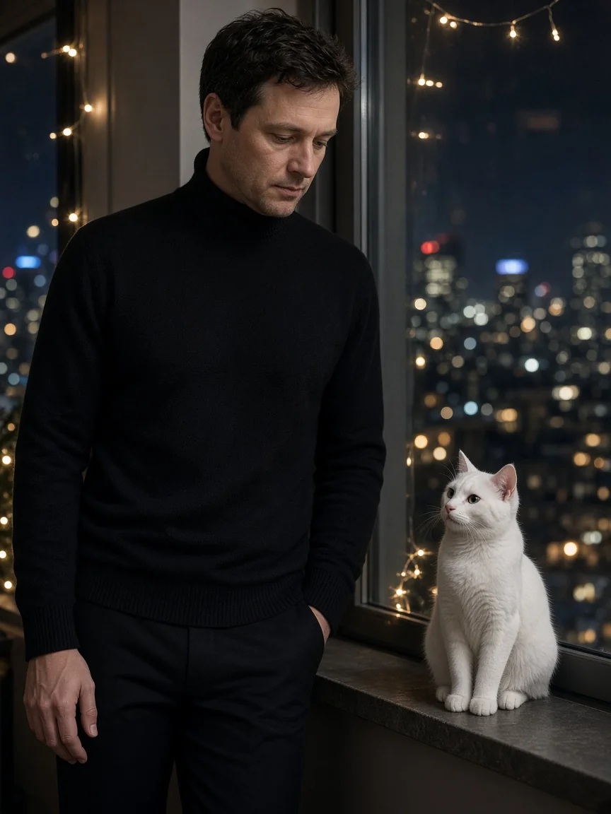 Skyline Window White Cat